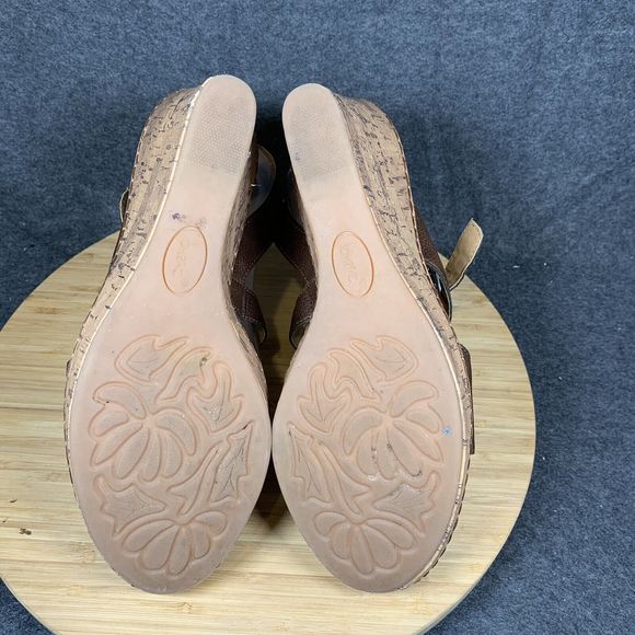 Boc Sandals Womens 11 Brown‎ Wedge Cork Open Toe Buckle Strappy Slingback - Picture 6 of 7